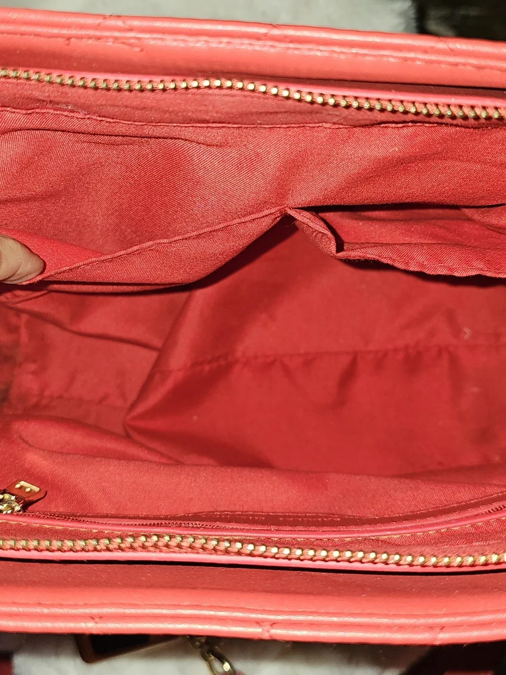 Badgley Mischka Red Quilted Tote with Gold Chain Handles